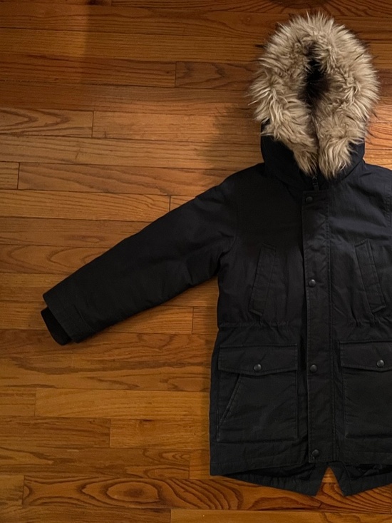 Black Parka with Faux Fur Hood - Picture 4 of 5